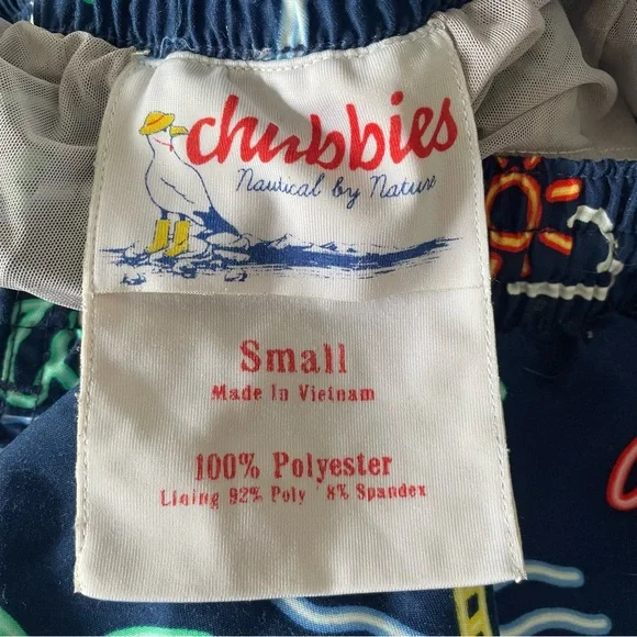 Chubbies neon lights blue print swim trunks 37520 - Picture 4 of 6